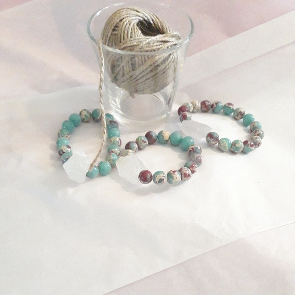 Raw Crystal Jasper Bead Boho Bracelet - Picture 2 of 4